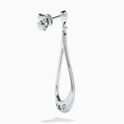 14K White Gold Diamond Elongated Pavé Drop Earrings