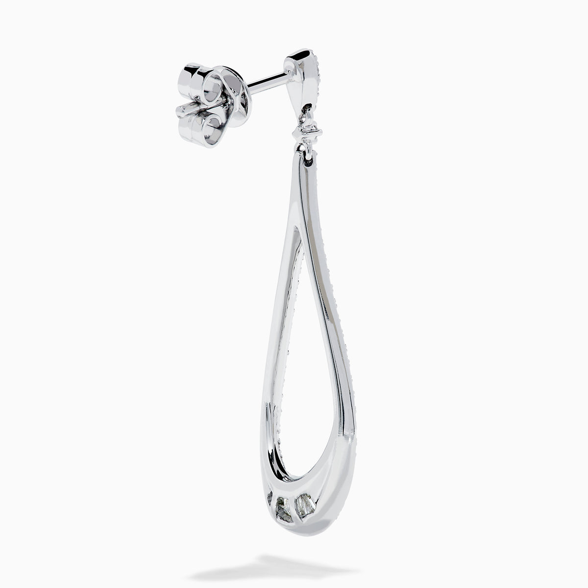 14K White Gold Diamond Elongated Pavé Drop Earrings