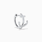 14K White Gold Diamond Anchor Huggie Earrings