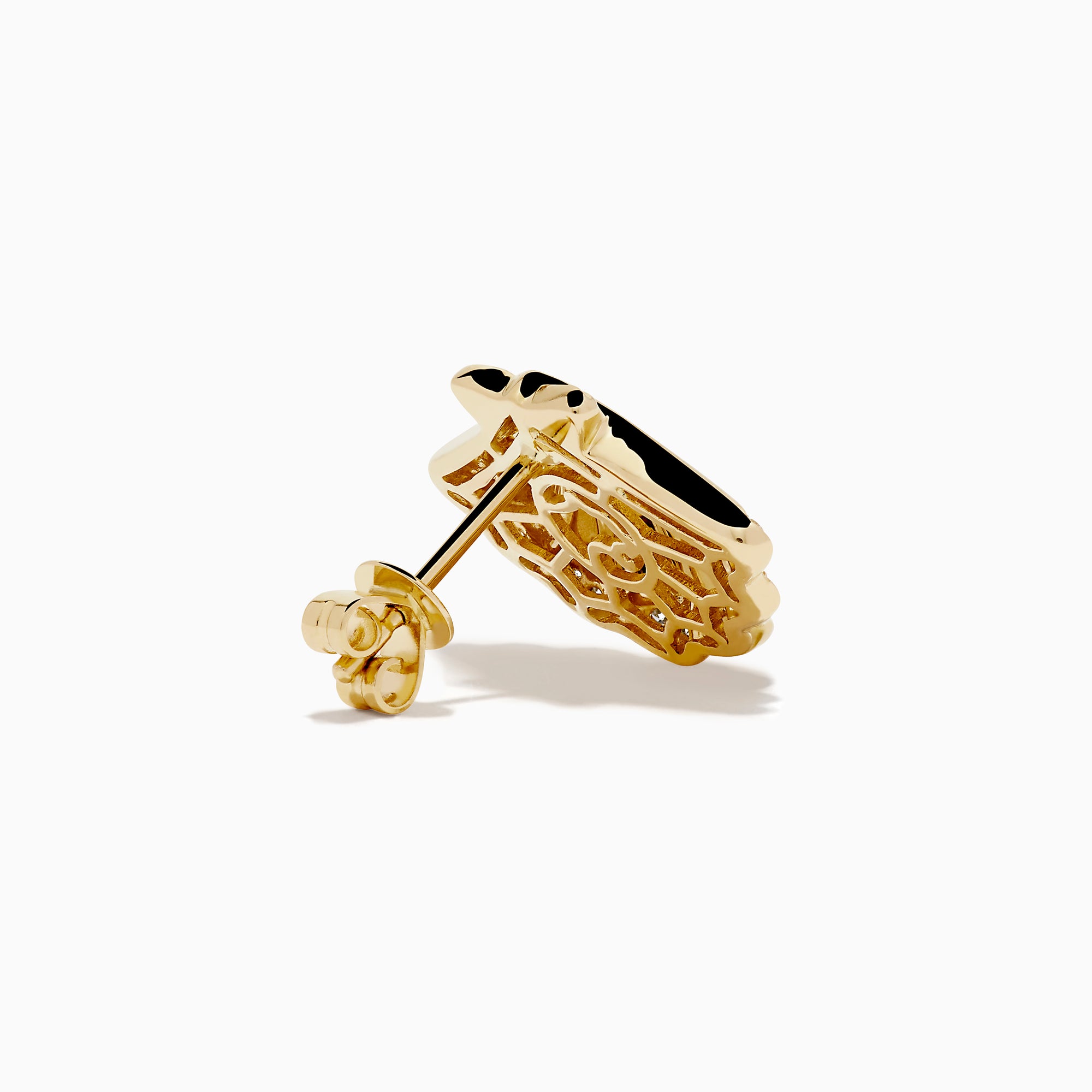 14K Yellow Gold Diamond Shell 13mm Stud Earrings