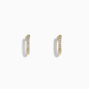 14K Yellow Gold Diamond Rectangular Pavé Huggie Earrings