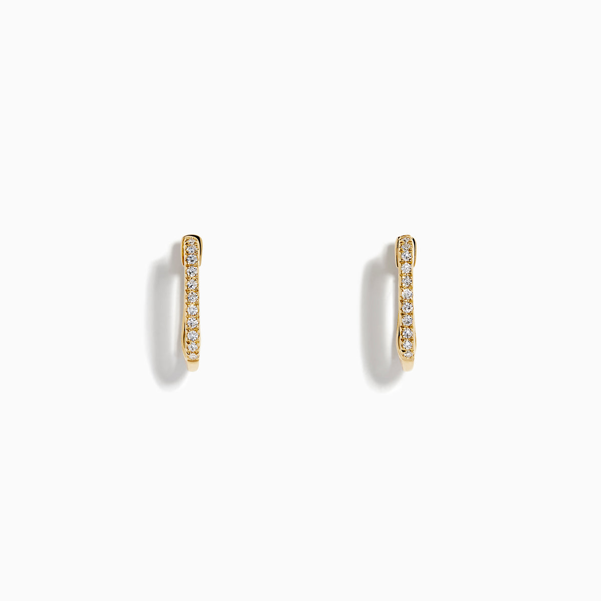 14K Yellow Gold Diamond Rectangular Pavé Huggie Earrings