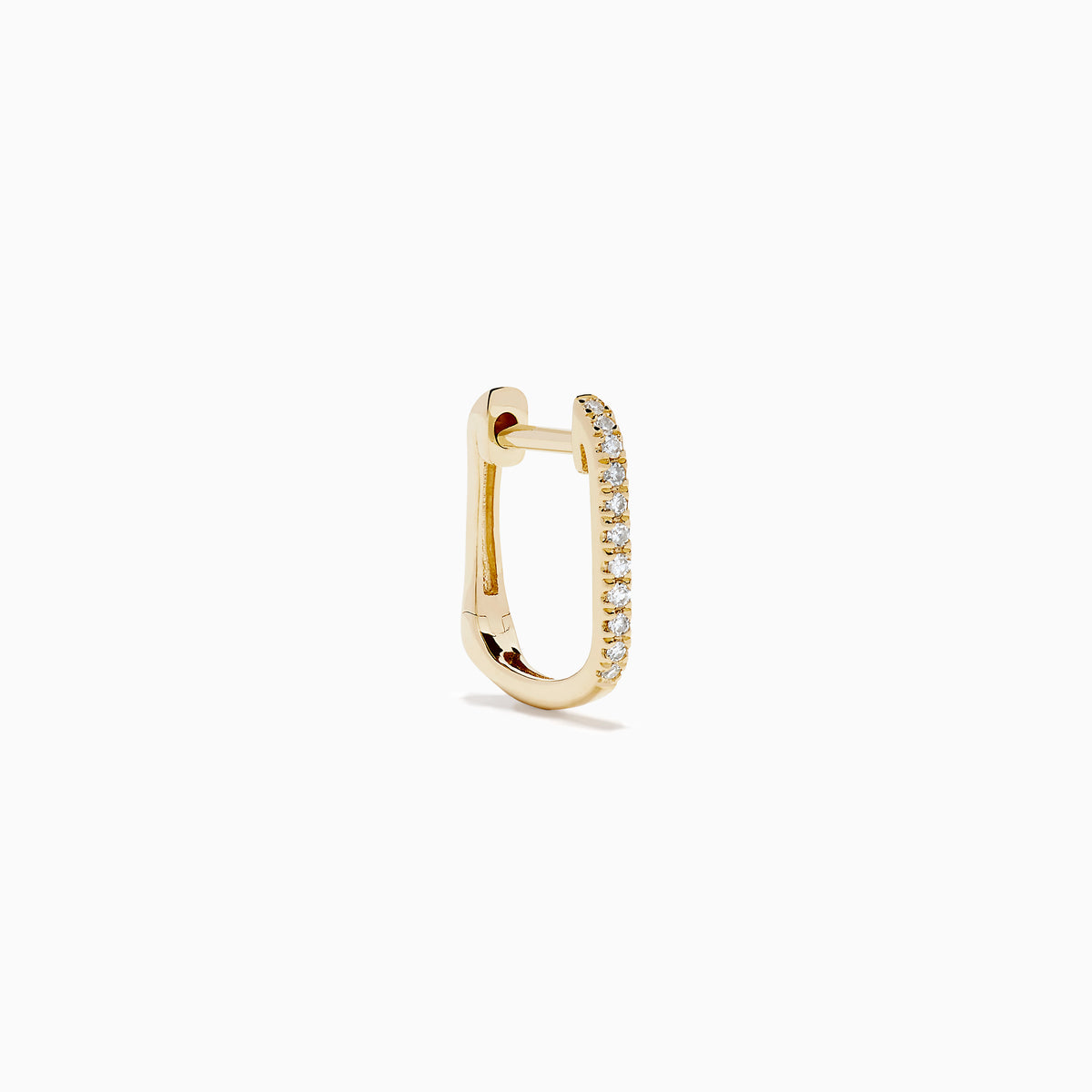 14K Yellow Gold Diamond Rectangular Pavé Huggie Earrings