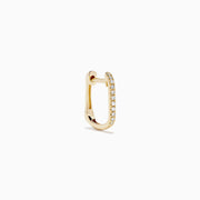 14K Yellow Gold Diamond Rectangular Pavé Huggie Earrings