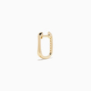 14K Yellow Gold Diamond Rectangular Pavé Huggie Earrings