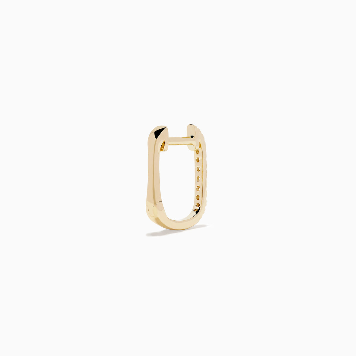 14K Yellow Gold Diamond Rectangular Pavé Huggie Earrings