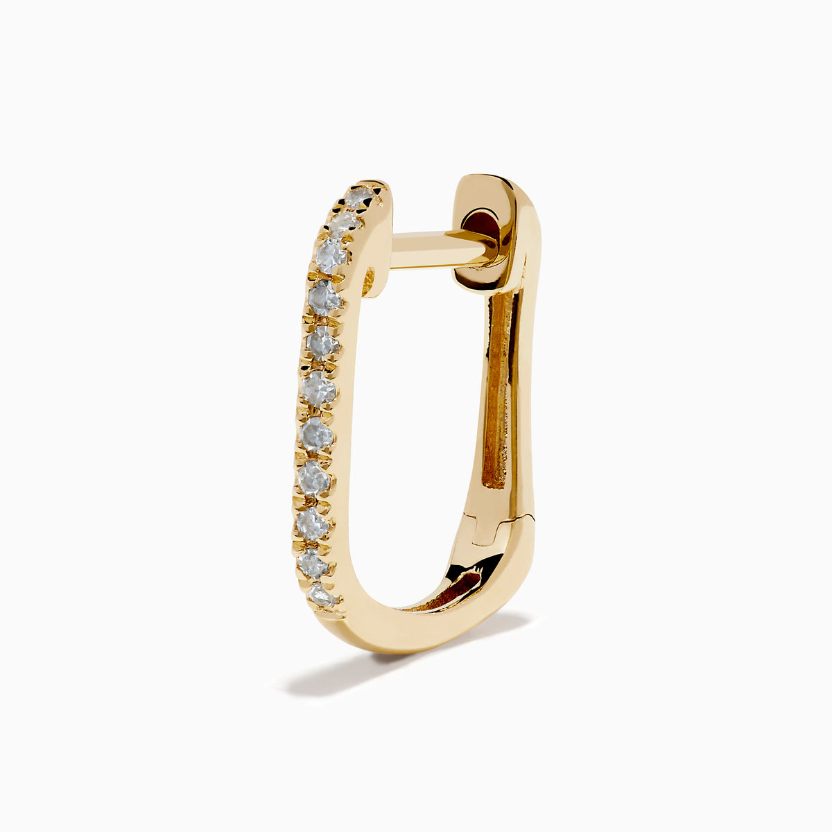 14K Yellow Gold Diamond Rectangular Pavé Huggie Earrings