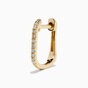 14K Yellow Gold Diamond Rectangular Pavé Huggie Earrings