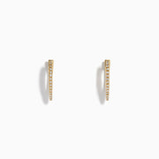 14K Yellow Gold Diamond Tapered Pavé Huggie Earrings
