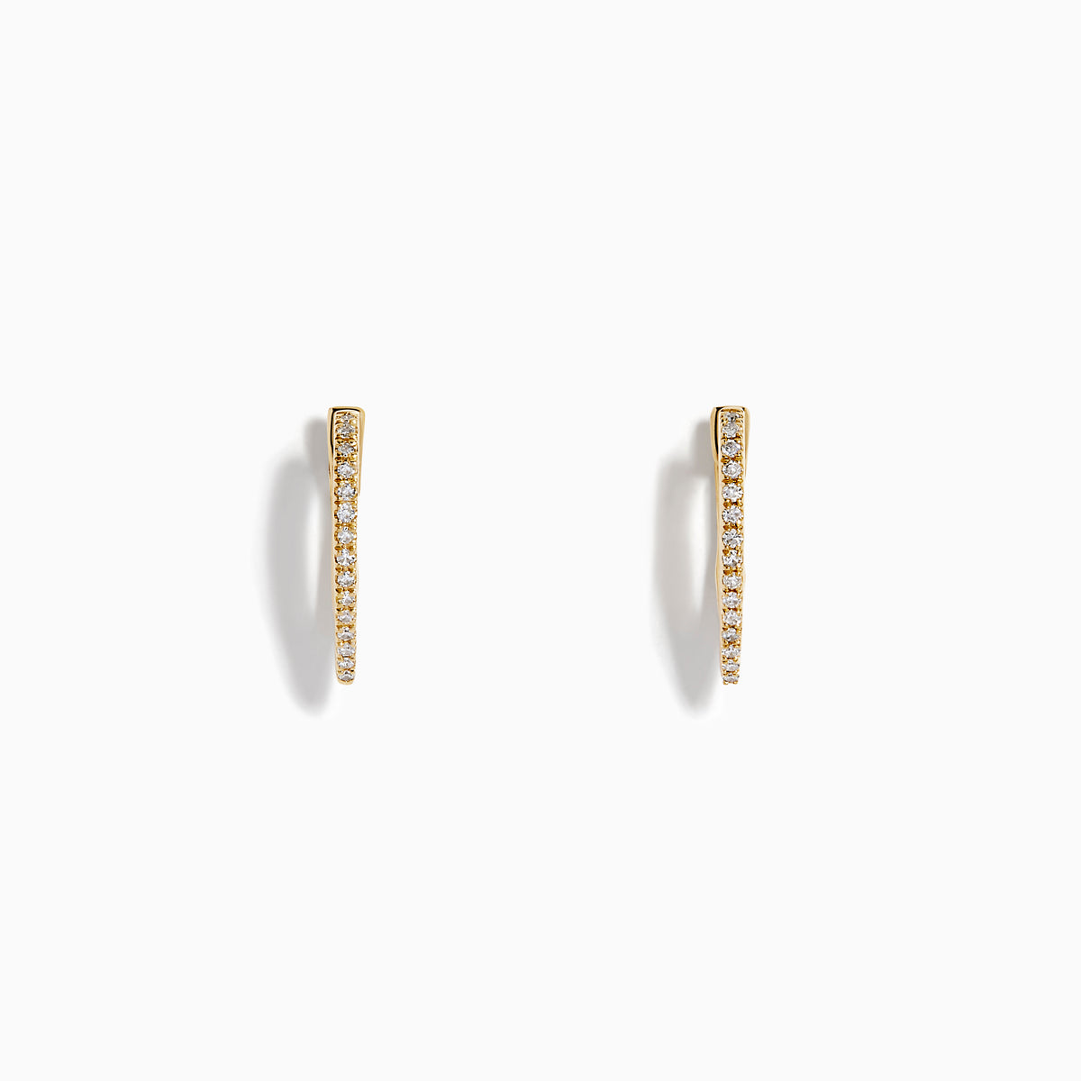 14K Yellow Gold Diamond Tapered Pavé Huggie Earrings