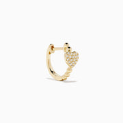 14K Yellow Gold Diamond Pavé Heart Huggie Earrings