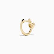 14K Yellow Gold Diamond Pavé Heart Huggie Earrings