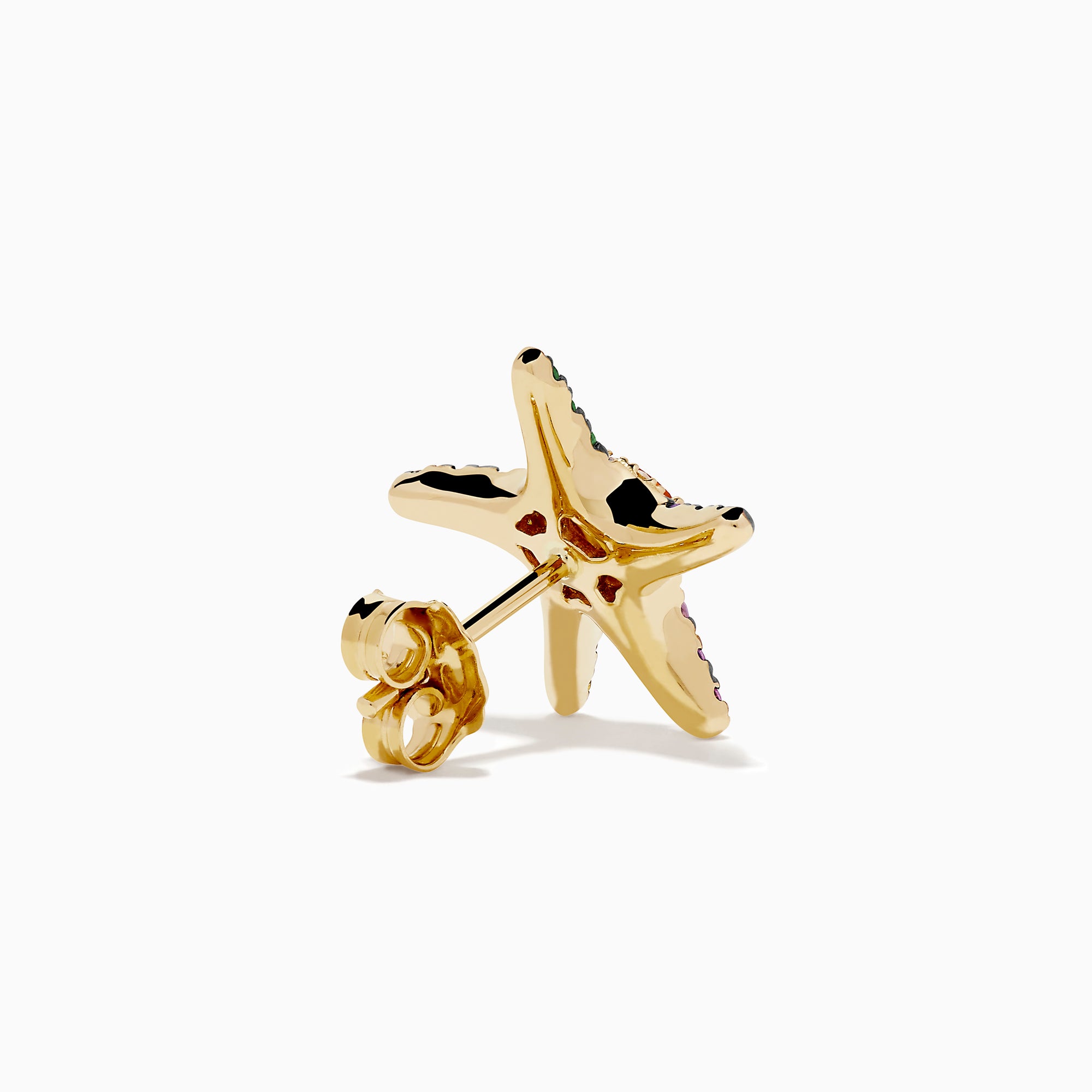 Watercolors 14K Yellow Gold Multi Sapphire and Diamond Starfish Stud Earrings
