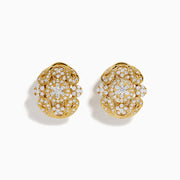 14K Yellow Gold Diamond Openwork Filigree Earrings