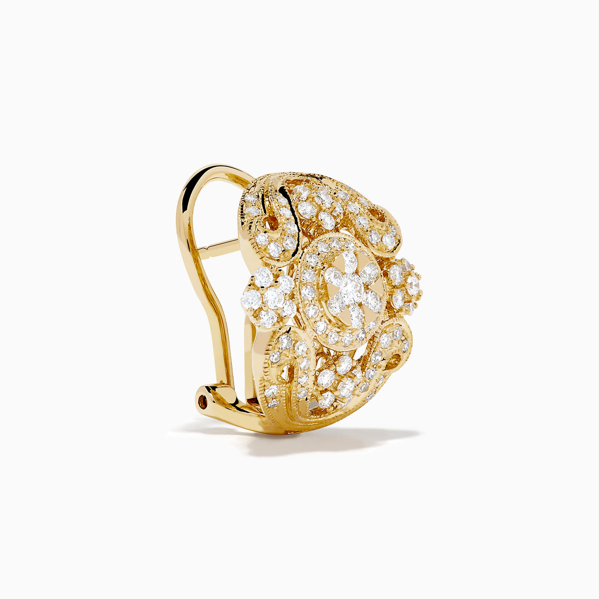 14K Yellow Gold Diamond Openwork Filigree Earrings