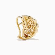 14K Yellow Gold Diamond Openwork Filigree Earrings