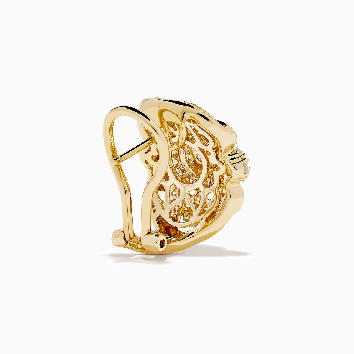 14K Yellow Gold Diamond Openwork Filigree Earrings