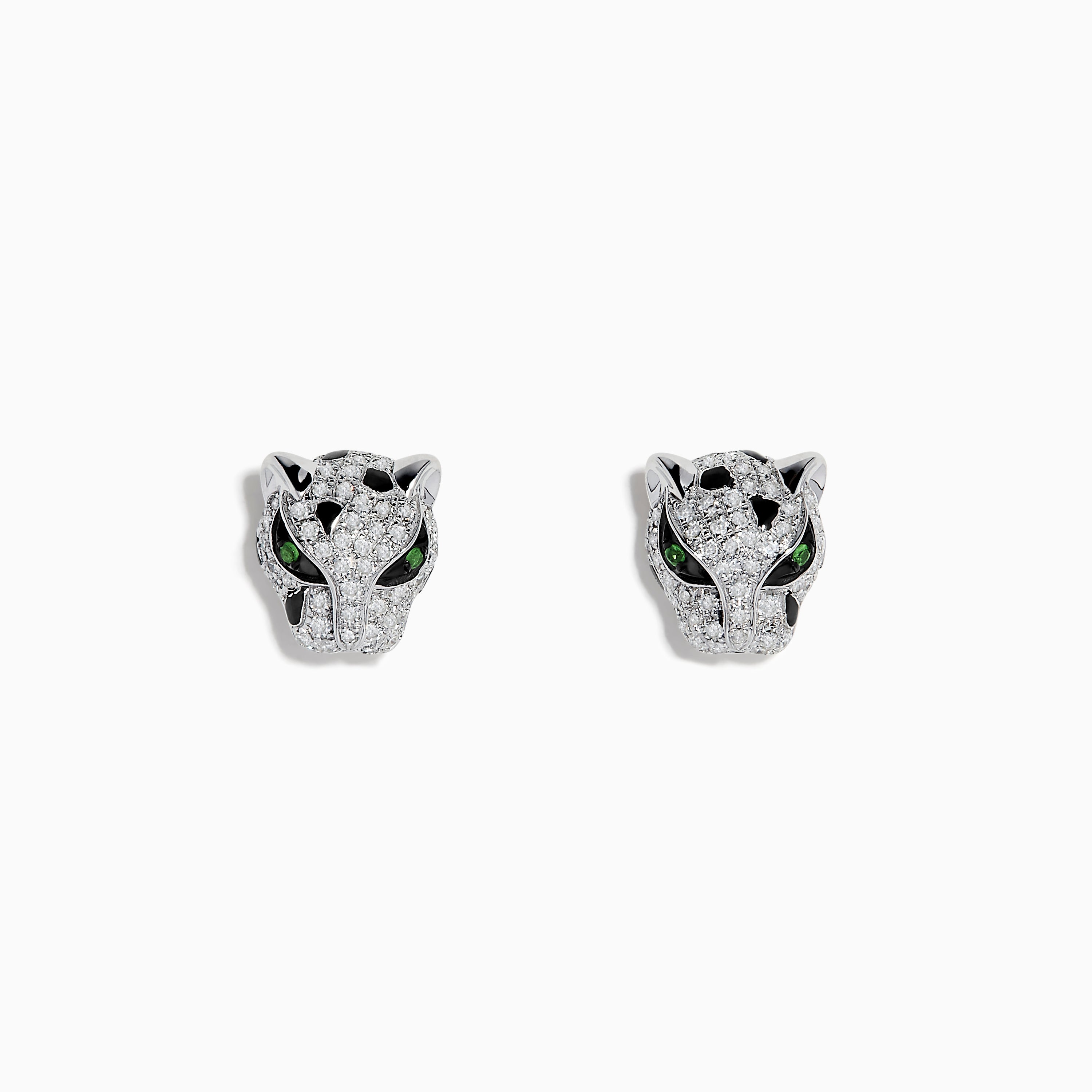Effy Signature 14K White Gold Tsavorite and Diamond Panther Stud Earrings