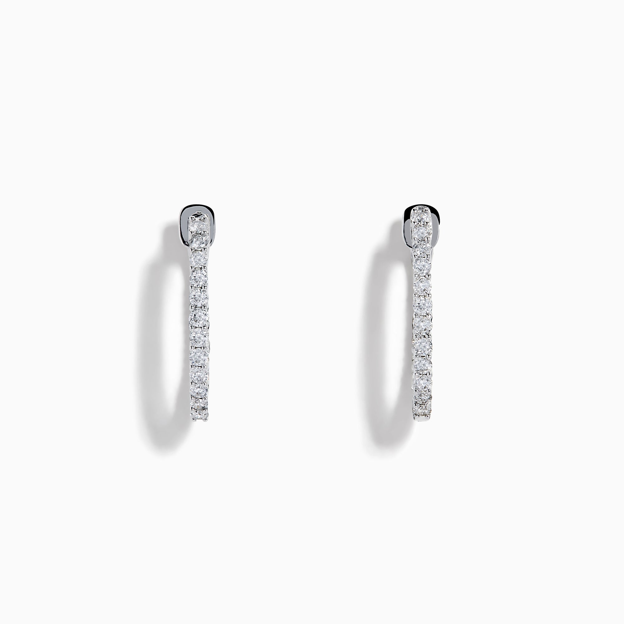 The 14K White Gold Pave Diamond Hoop Earrings 5/8" feature sparkling pave diamonds set in an elegant white gold hoop, displayed on a plain white background.