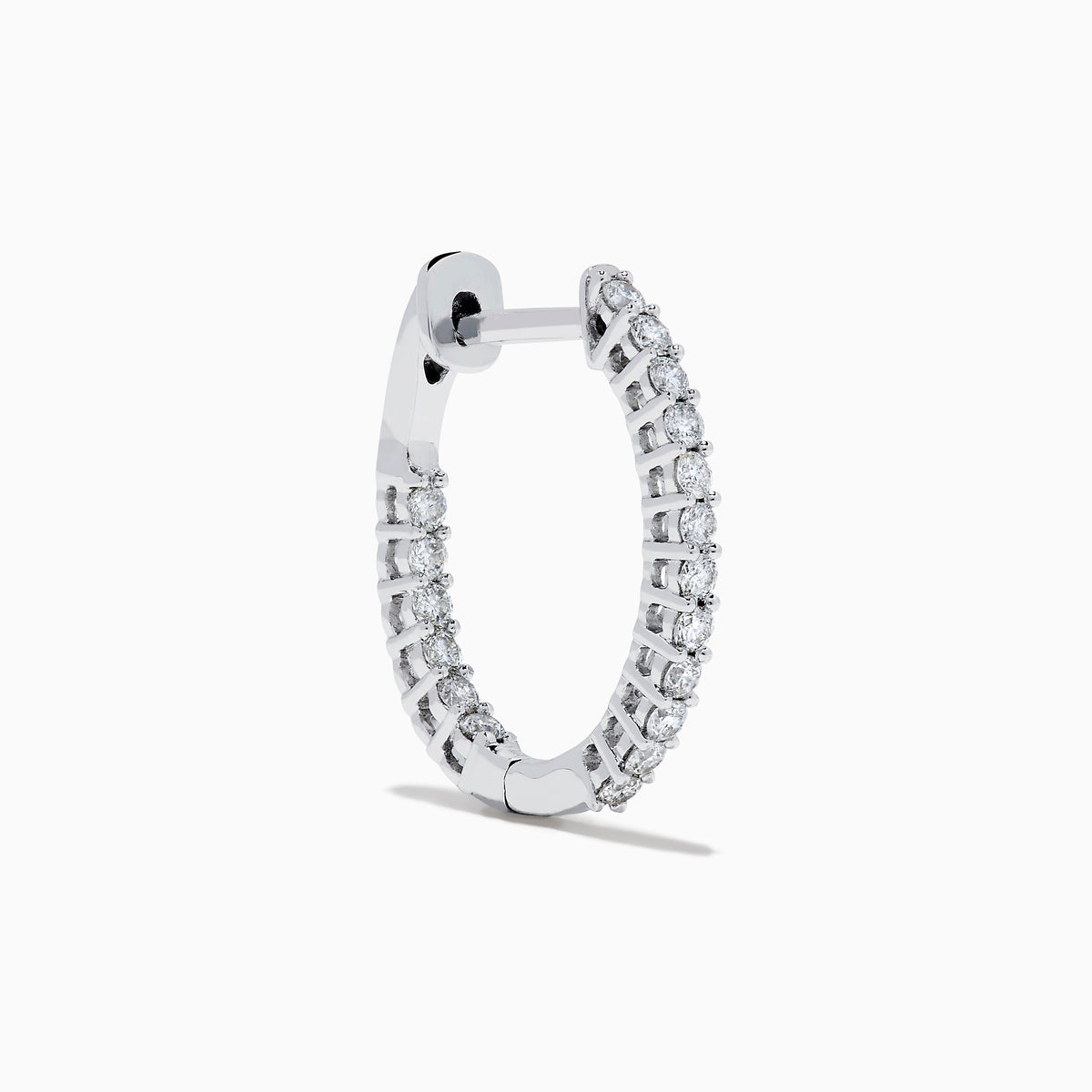 The 14K White Gold Pave Diamond Hoop Earrings 5/8" feature sparkling pave diamonds set in an elegant white gold hoop, displayed on a plain white background.