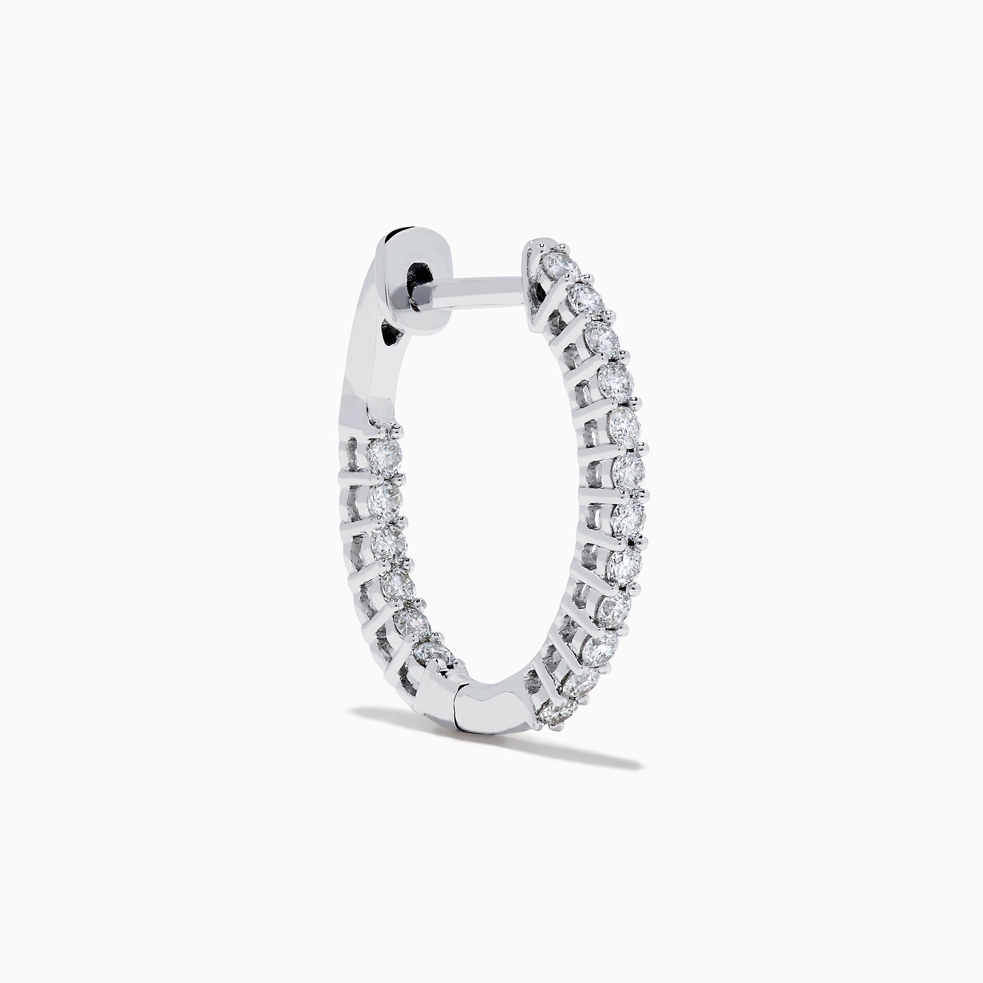 The 14K White Gold Pave Diamond Hoop Earrings 5/8" feature sparkling pave diamonds set in an elegant white gold hoop, displayed on a plain white background.