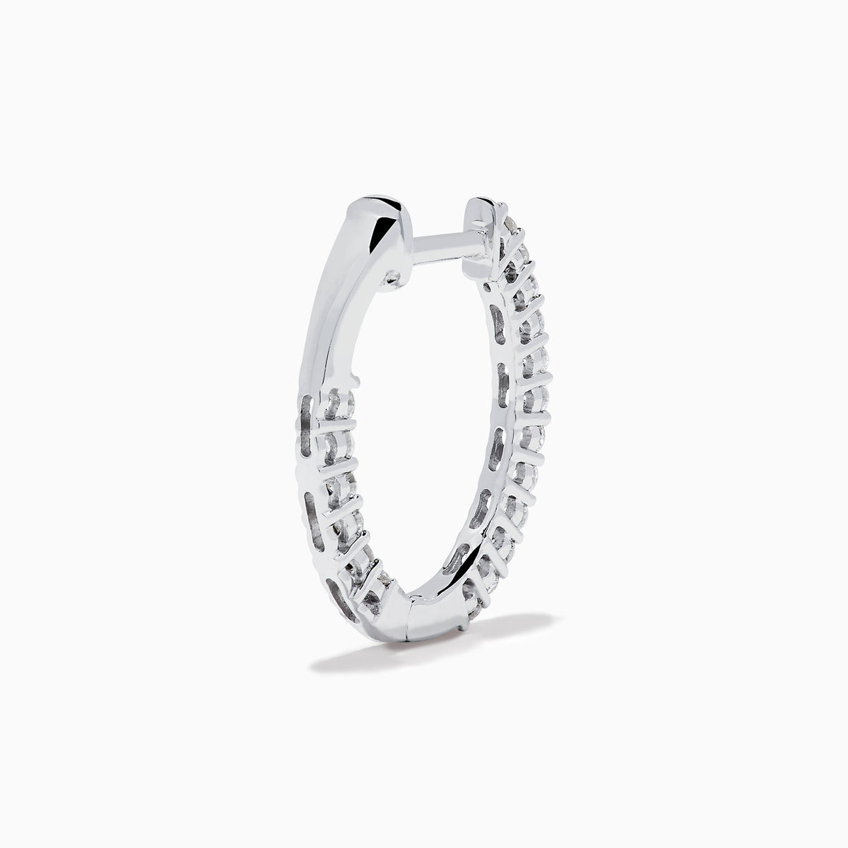 The 14K White Gold Pave Diamond Hoop Earrings 5/8" feature sparkling pave diamonds set in an elegant white gold hoop, displayed on a plain white background.