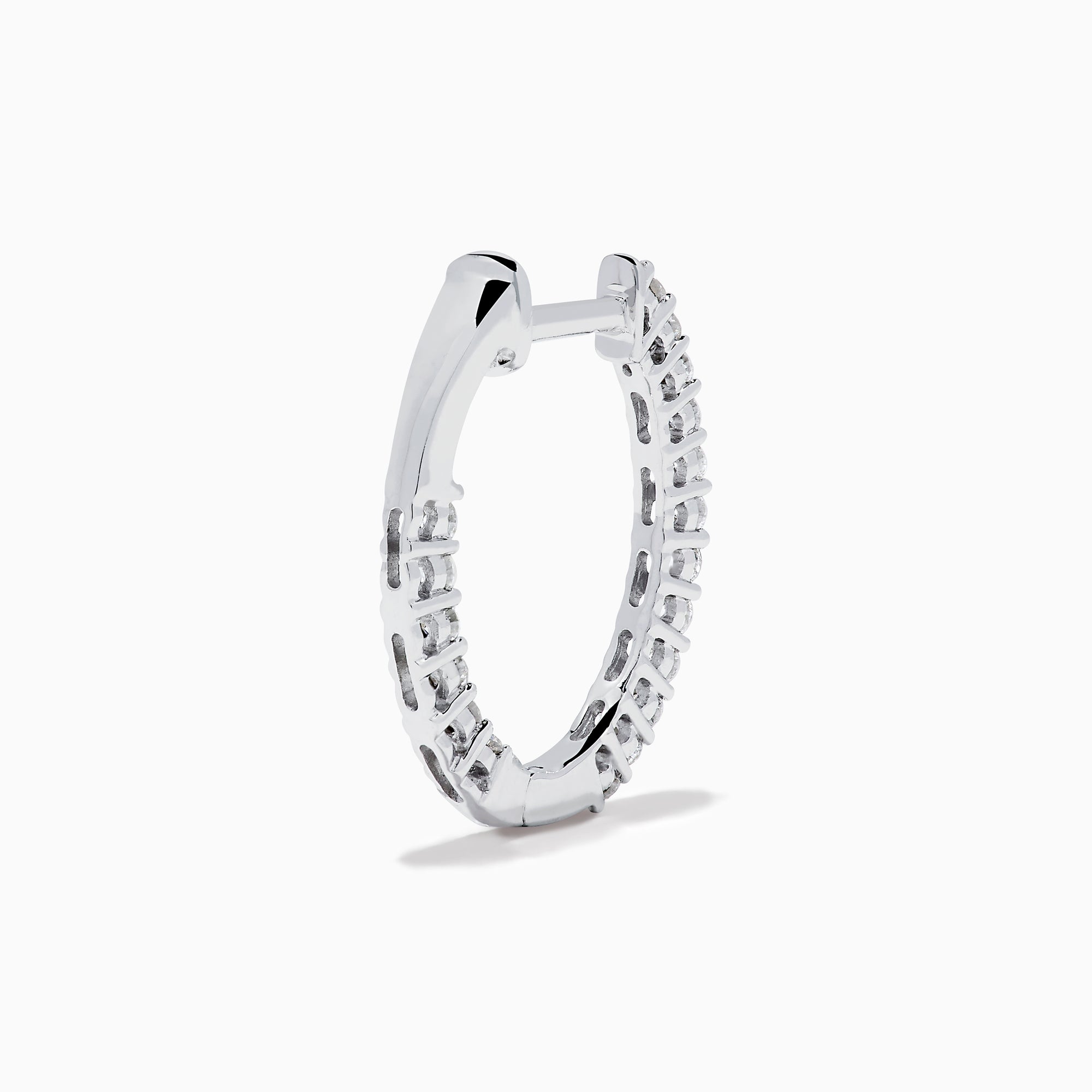 The 14K White Gold Pave Diamond Hoop Earrings 5/8" feature sparkling pave diamonds set in an elegant white gold hoop, displayed on a plain white background.