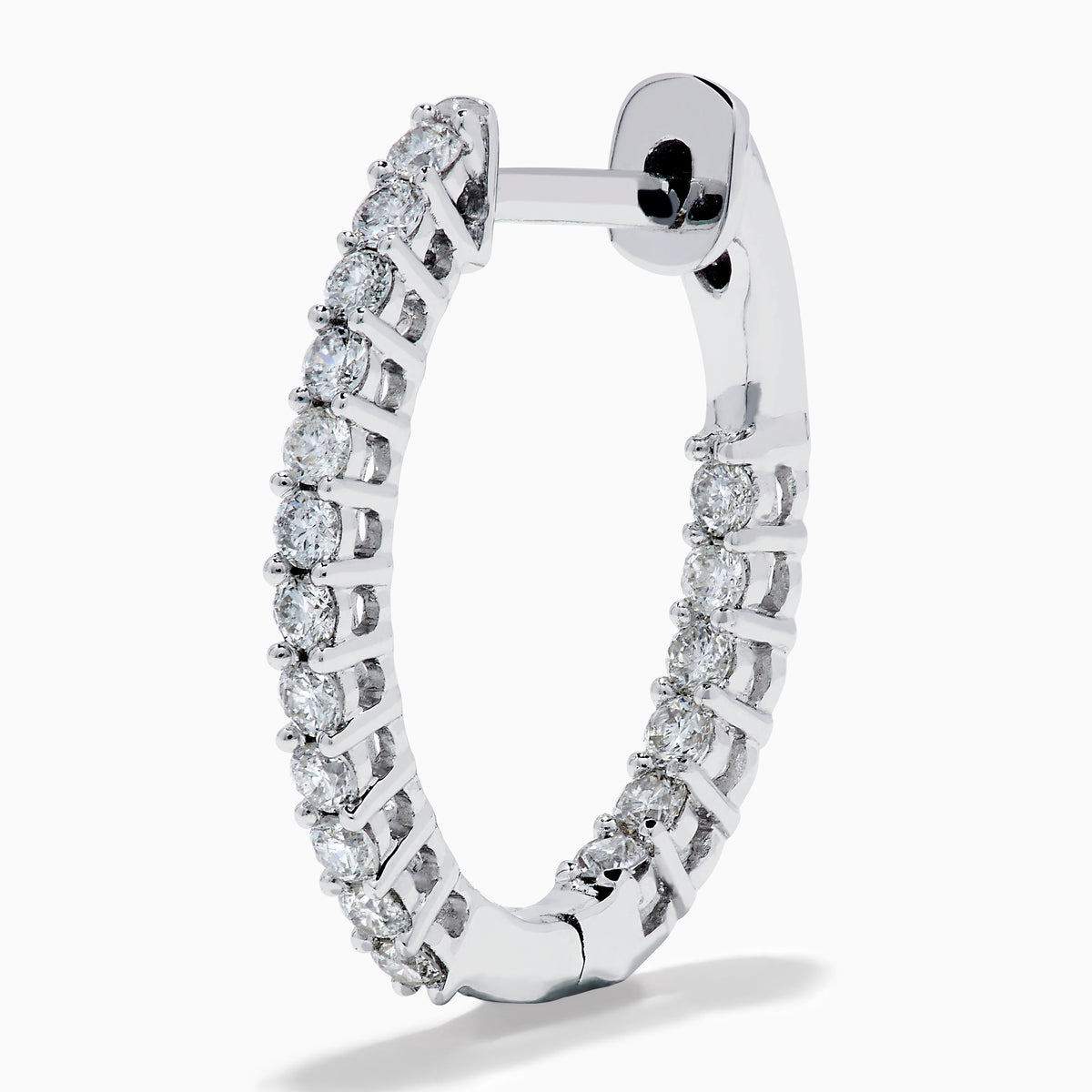 The 14K White Gold Pave Diamond Hoop Earrings 5/8" feature sparkling pave diamonds set in an elegant white gold hoop, displayed on a plain white background.