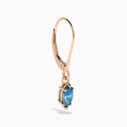 Introducing the Bella Bleu 14K Rose Gold Blue Diamond Drop Earrings, featuring marquise-cut blue diamonds and shown against a white background.