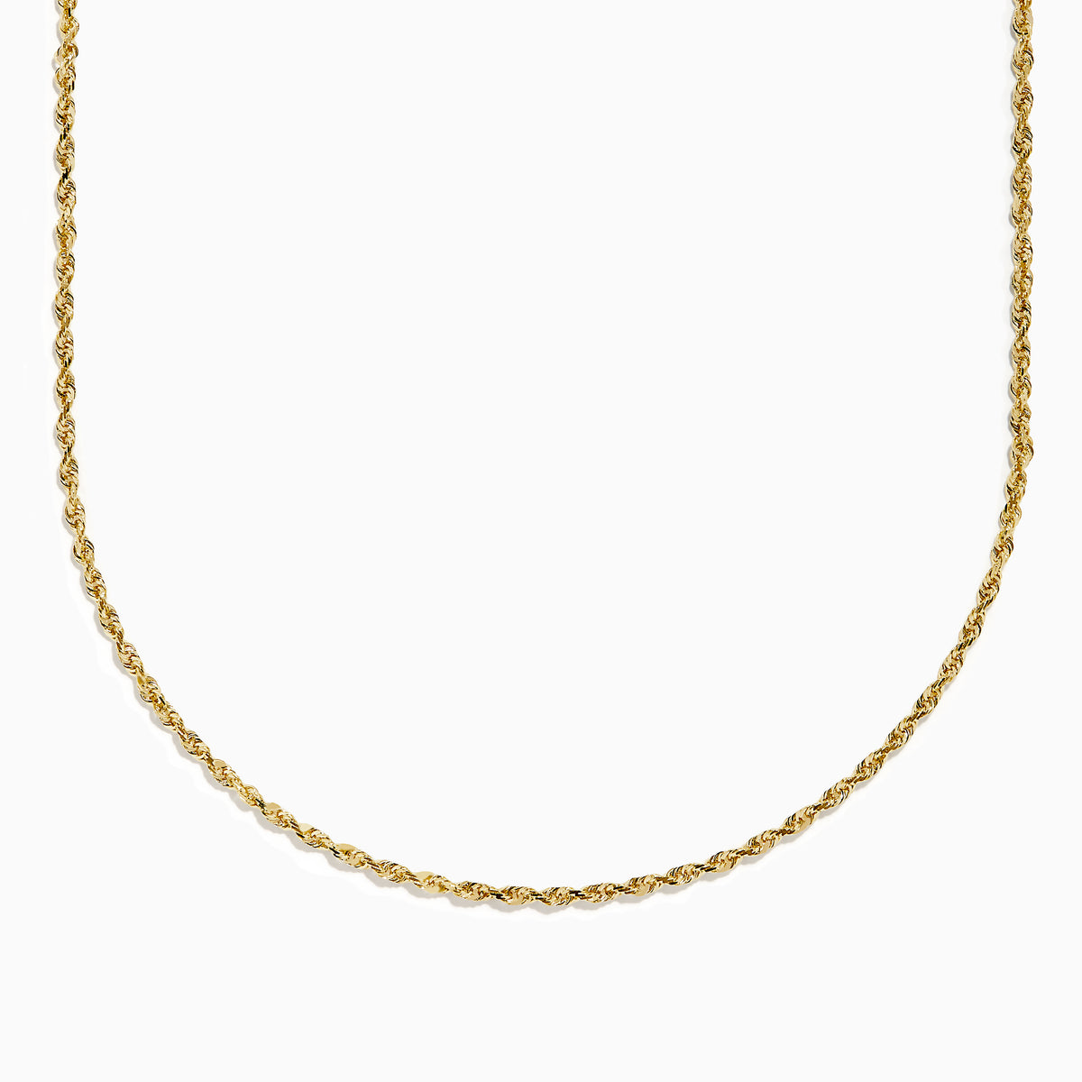 The 14K Yellow Gold Rope 18 Chain is a delicate necklace, showcased against a plain white background.