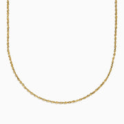 The 14K Yellow Gold Rope 20 Chain showcases a twisted, textured design and is displayed in a gentle curve against a plain white background.