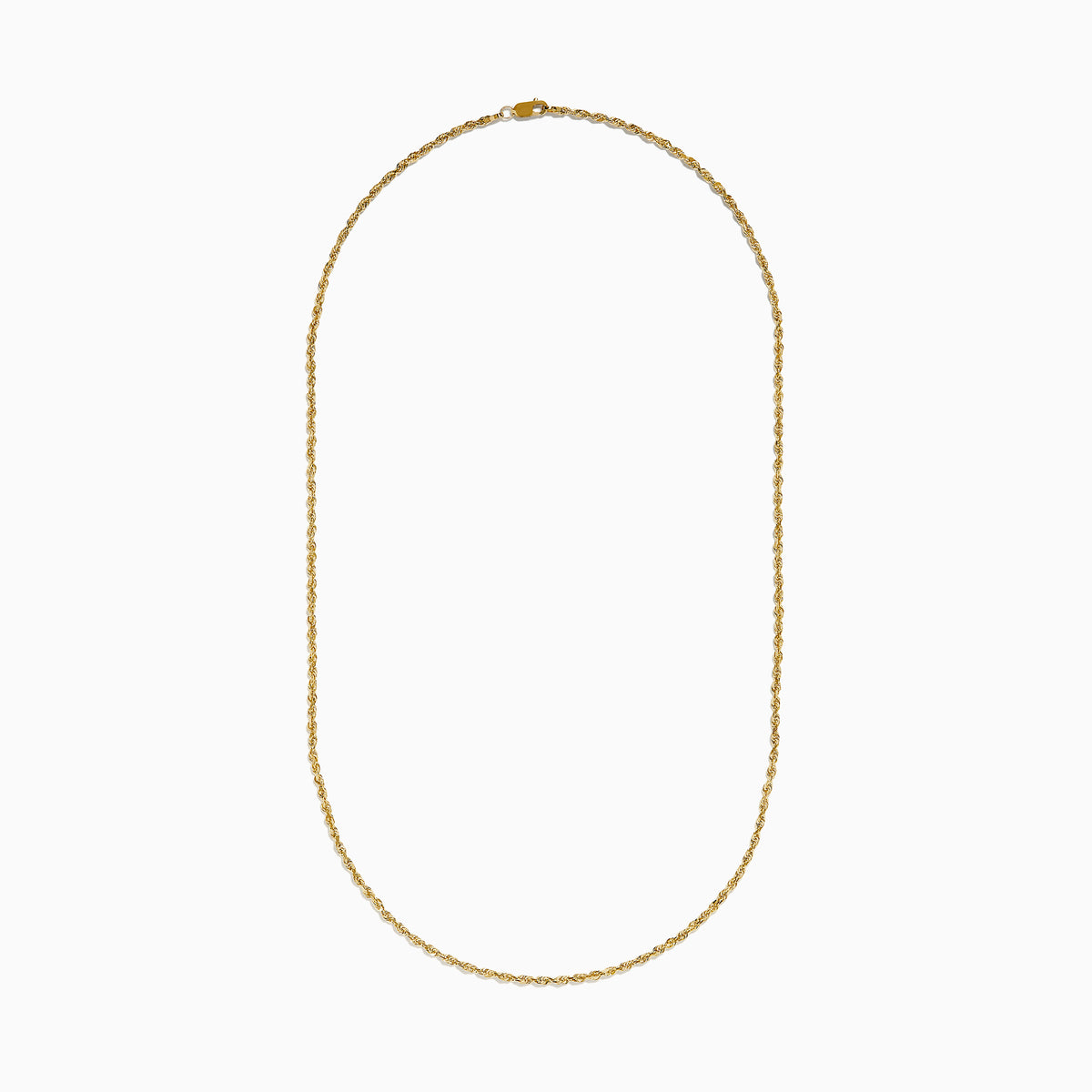 The 14K Yellow Gold Rope 20 Chain showcases a twisted, textured design and is displayed in a gentle curve against a plain white background.
