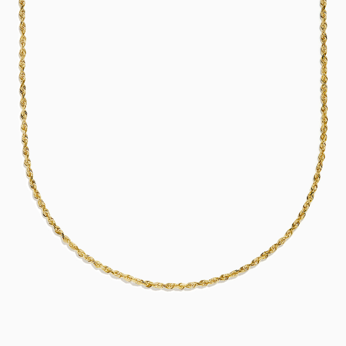 The 14K Yellow Gold Rope 22 Chain is displayed against a plain white background, with the chain forming a wide, gentle curve at the bottom.