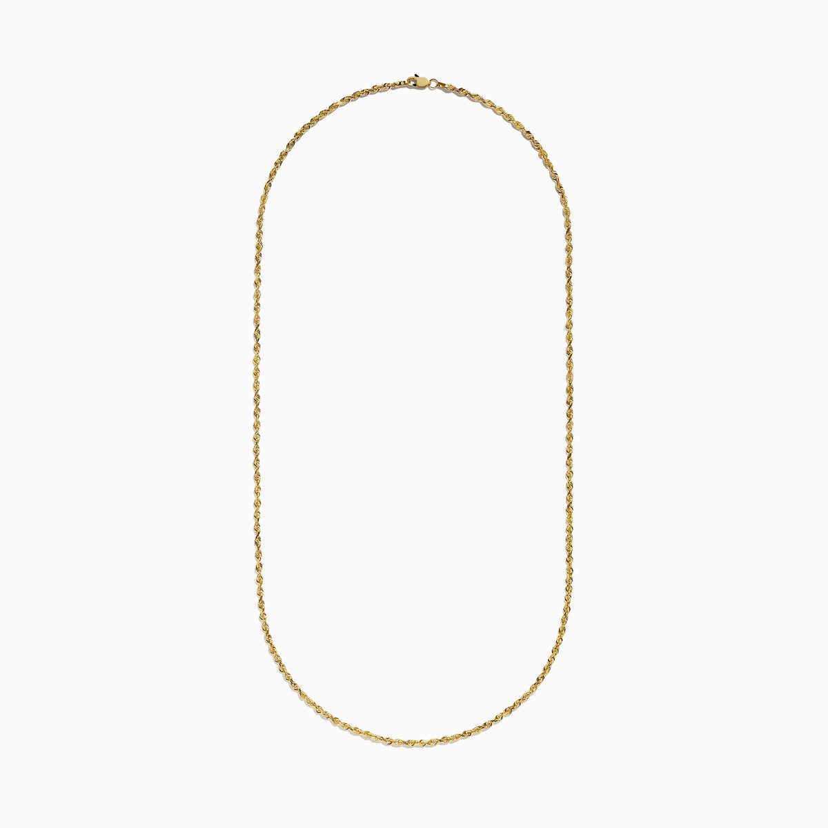 The 14K Yellow Gold Rope 22 Chain is displayed against a plain white background, with the chain forming a wide, gentle curve at the bottom.