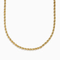 The 14K Yellow Gold 4mm Hollow Spiral Rope 22 Necklace is shown against a white background, highlighting its twisted, textured design and elegant length.