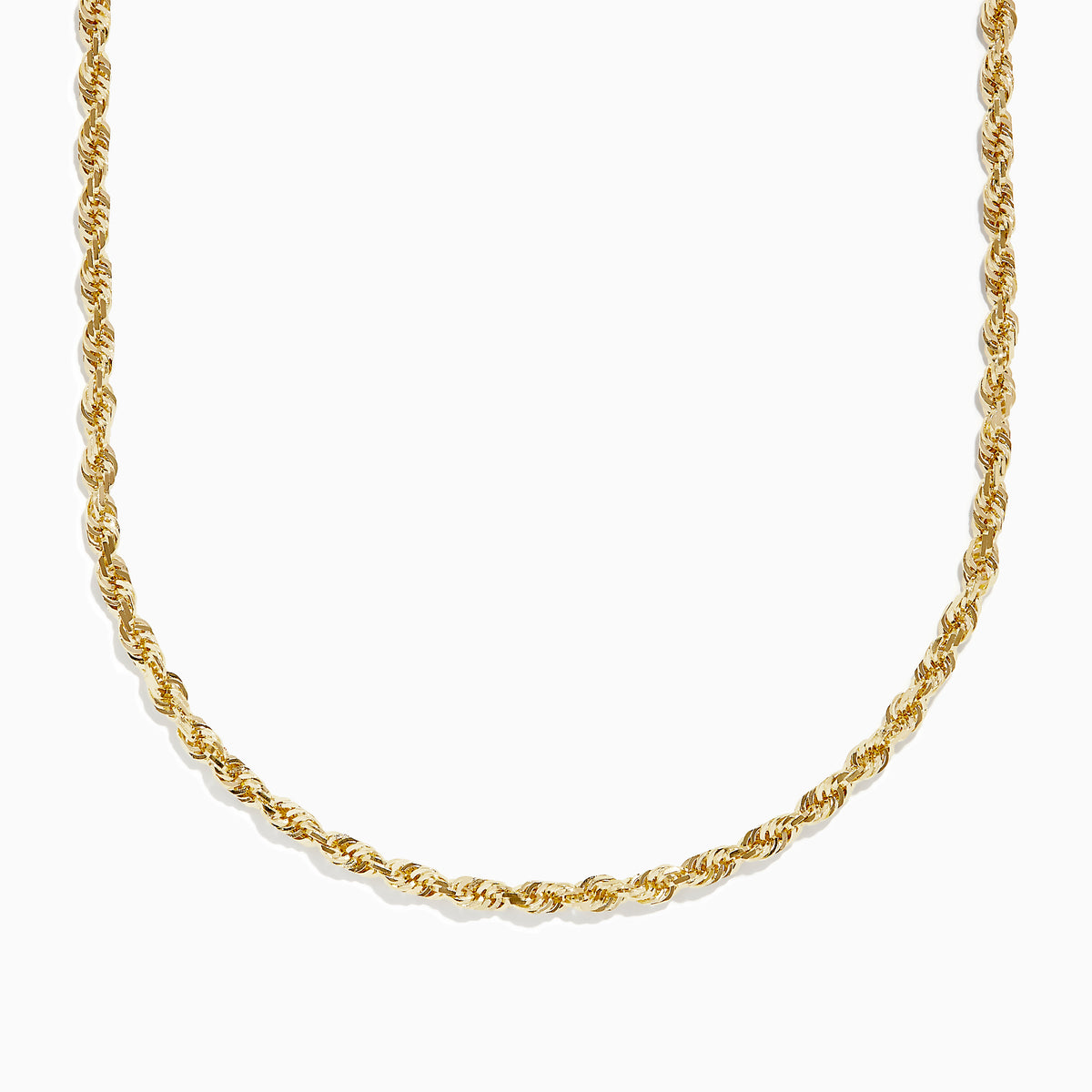 A close-up image of the 14K Yellow Gold 20-24 Adjustable Rope Chain Necklace on a white background, showcasing its twisted, textured design.