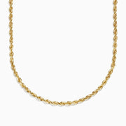 A close-up image of the 14K Yellow Gold 20-24 Adjustable Rope Chain Necklace on a white background, showcasing its twisted, textured design.
