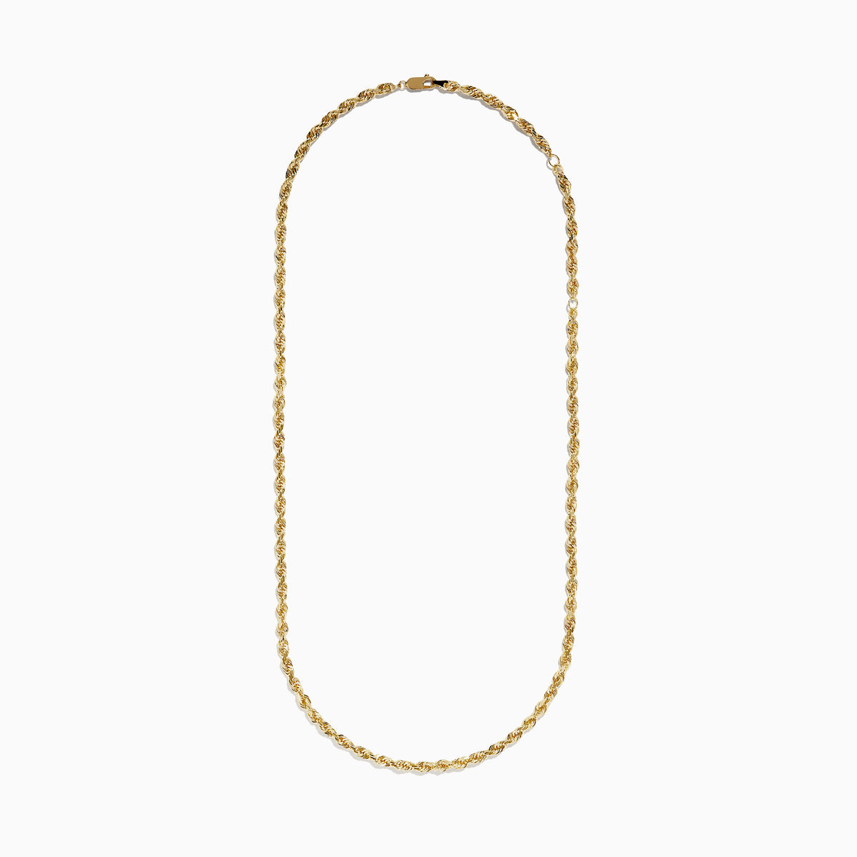 A close-up image of the 14K Yellow Gold 20-24 Adjustable Rope Chain Necklace on a white background, showcasing its twisted, textured design.