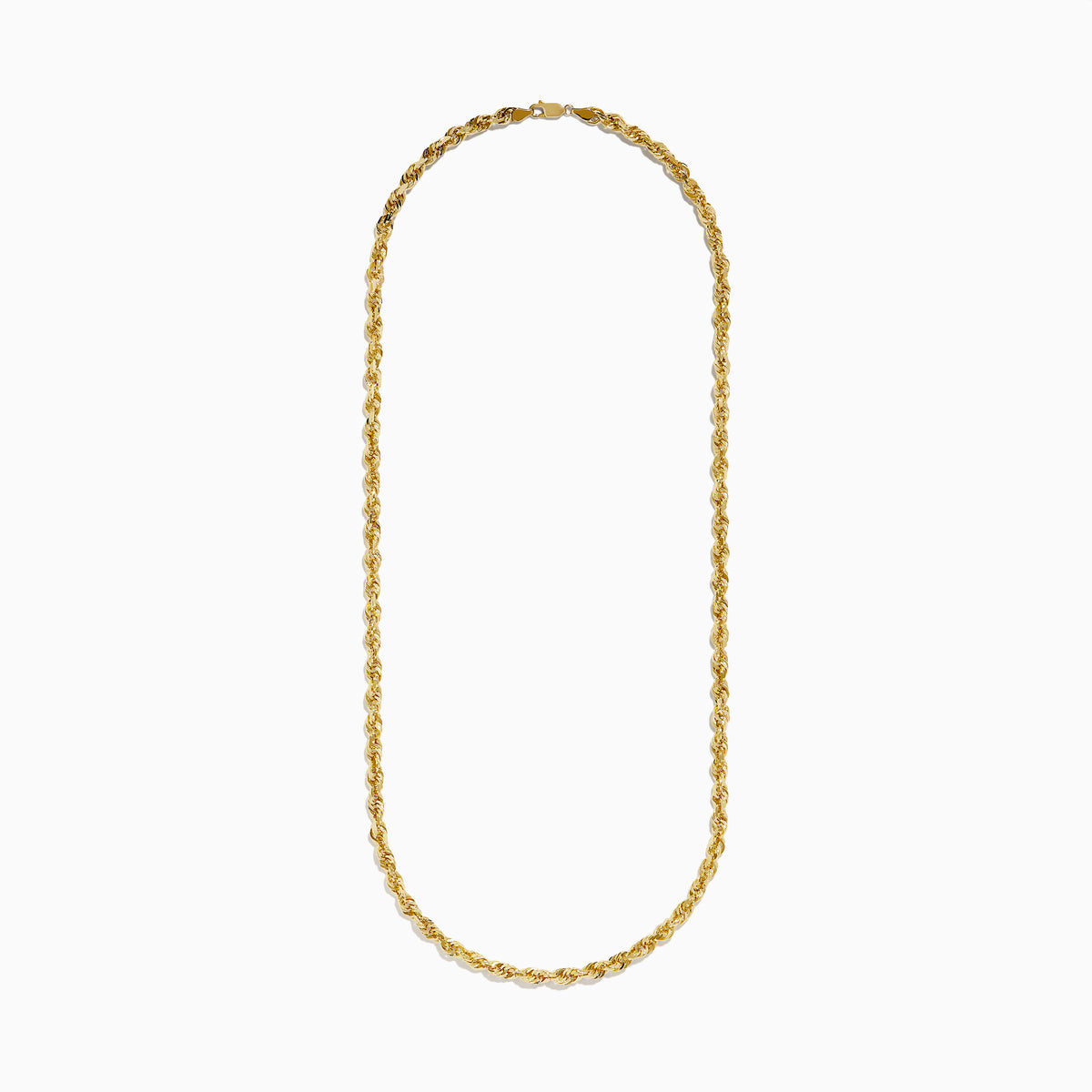 The Mens 14K Yellow Gold Rope 26 Chain features a twisted, textured rope design in 14K yellow gold, displayed against a plain white background.
