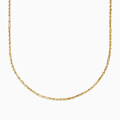 The 14K Yellow Gold Figaro Rope Chain Necklace 18 features a twisted, textured design and is displayed on a plain white background.