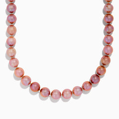 The 14K White Gold Lilac Fresh Water Pearl Necklace features round, shiny lilac pearls in a single strand with a 14K white gold clasp, displayed on a white background.