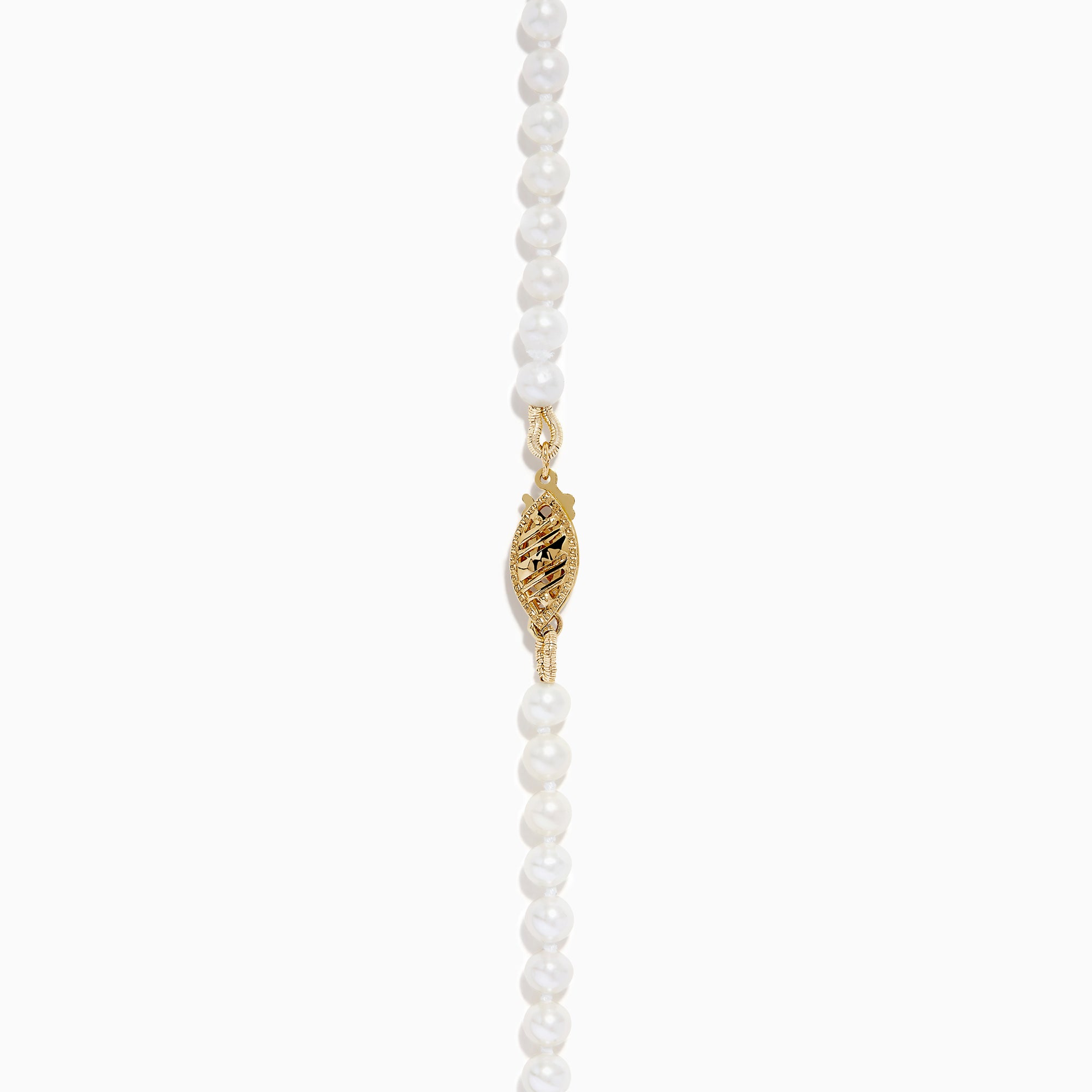 The 14K Yellow Gold Multi Color Freshwater Pearl Necklace features small white pearls graduating to larger pastel pink, peach, and lavender pearls at the center, all elegantly strung on 14K yellow gold.