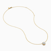 The Star Lab Grown Diamond Solitaire Pendant in 18K yellow gold features a fine chain with a single round lab diamond at the center.