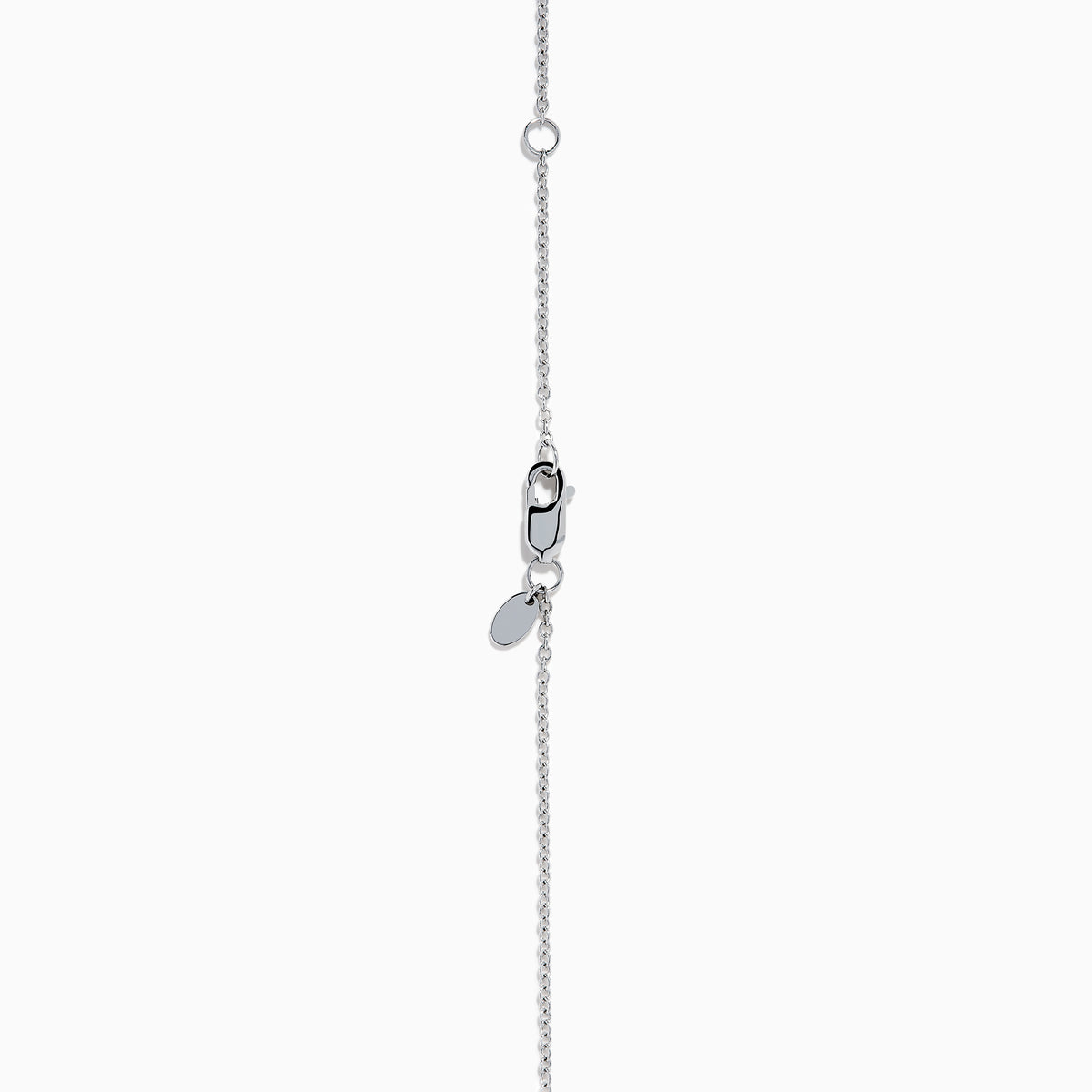 The Star Lab Grown Diamond Necklace in 18K White Gold features three round bezel-set lab diamonds spaced along a silver-like chain, with the largest diamond centered at the bottom for an elegant look.