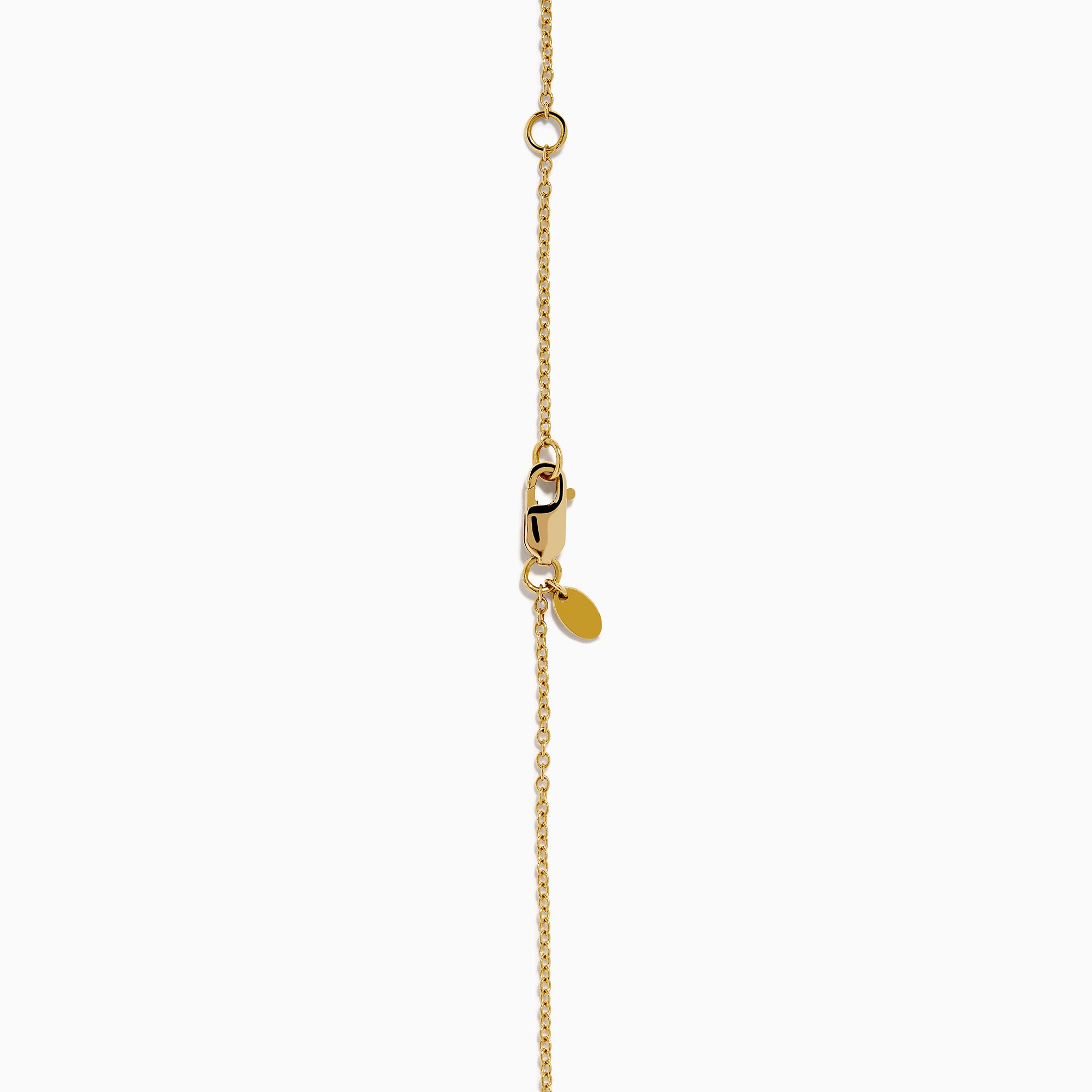 The Star Lab Grown Diamond Classic Station Necklace in 18K yellow gold features a vertical baguette-cut stone, a small round diamond, and a larger round brilliant-cut gemstone pendant.