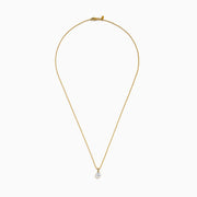 The Star Lab Grown Diamond Solitaire Beaded Pendant in 18K Yellow Gold features a delicate beaded chain and a round diamond solitaire, beautifully displayed on a white background.