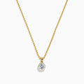 The Star Lab Grown Diamond Solitaire Beaded Pendant in 18K Yellow Gold features a delicate beaded chain and a round diamond solitaire, beautifully displayed on a white background.
