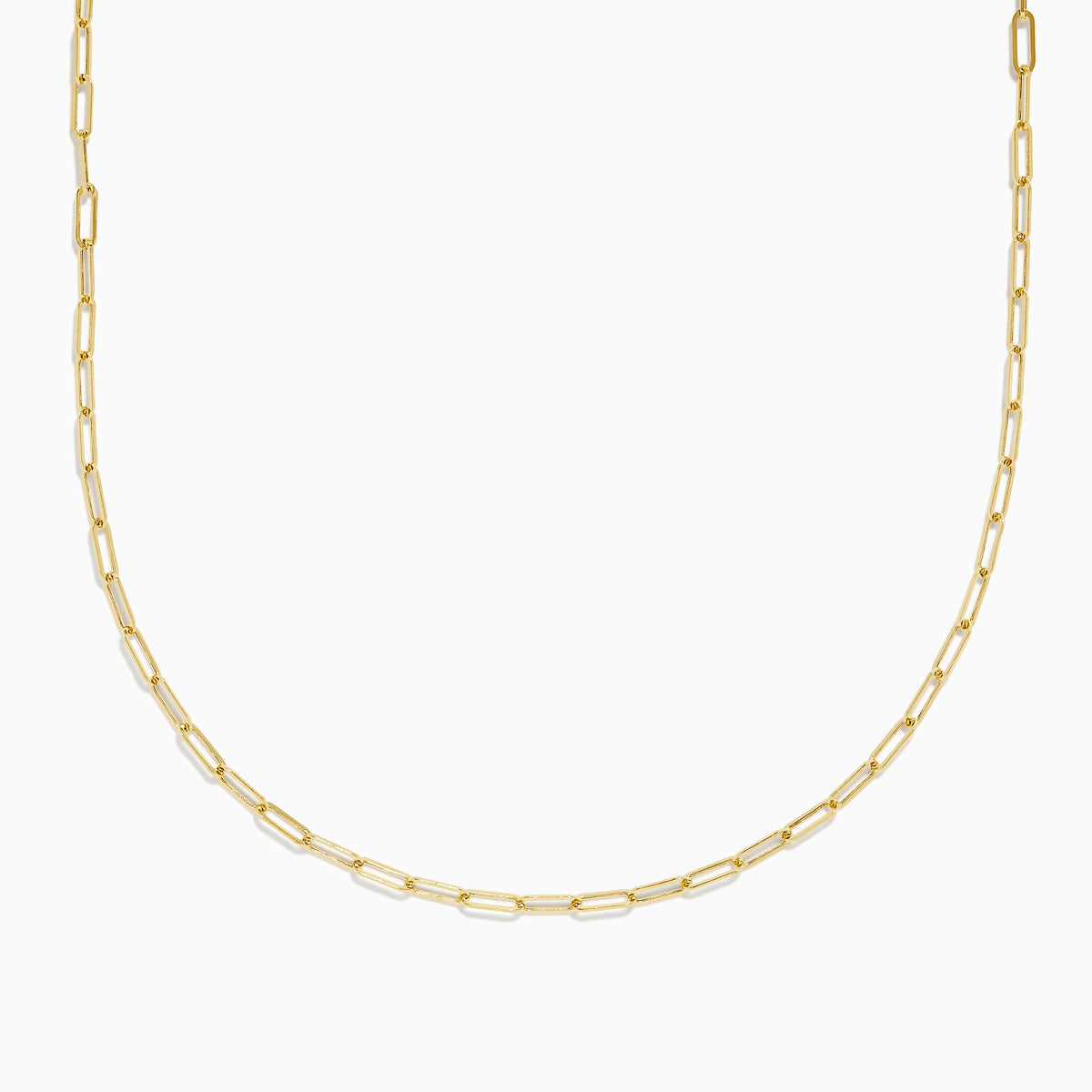 The Yellow Gold Plated Sterling Silver 18 2.5mm Paperclip Chain features delicate elongated oval links and is displayed against a white background.