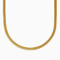 The Mens 14K Yellow Gold Hollow Cuban Chain Necklace - 22 features a flat, twisted link design and is displayed on a plain white background in a wide U shape, with the ends extending out of frame.