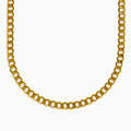 The Men's 14K Yellow Gold Curb Link Chain Necklace is shown in a U shape against a white background, highlighting its classic curb link design.
